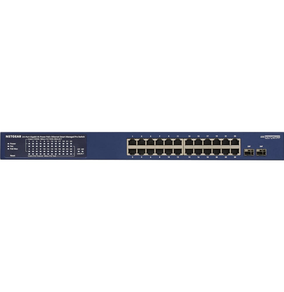 Switch administrable Netgear gigabit 24 ports PoE+ avec 2 ports SFP 380W (GS724TPP)