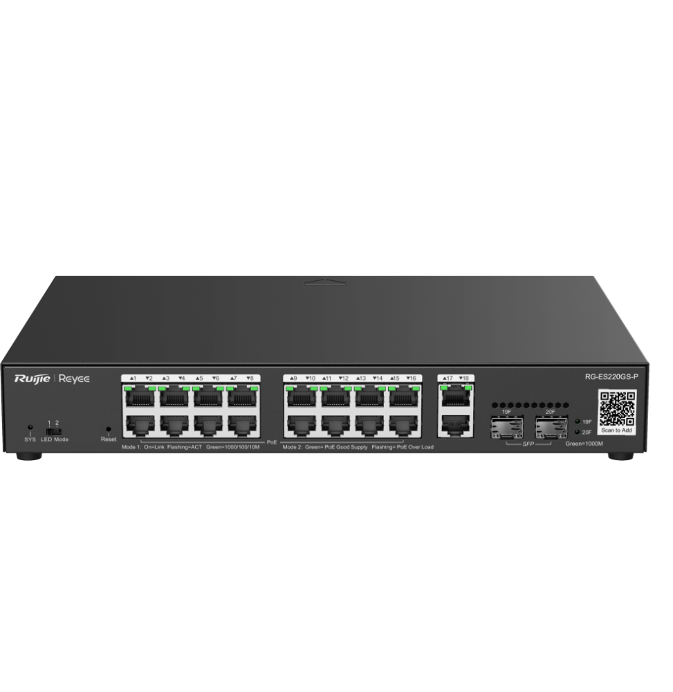 Switch Administrable Reyee RG-ES220GS-P 20 ports - 16 PoE+ / 2SFP 250W – Image 2