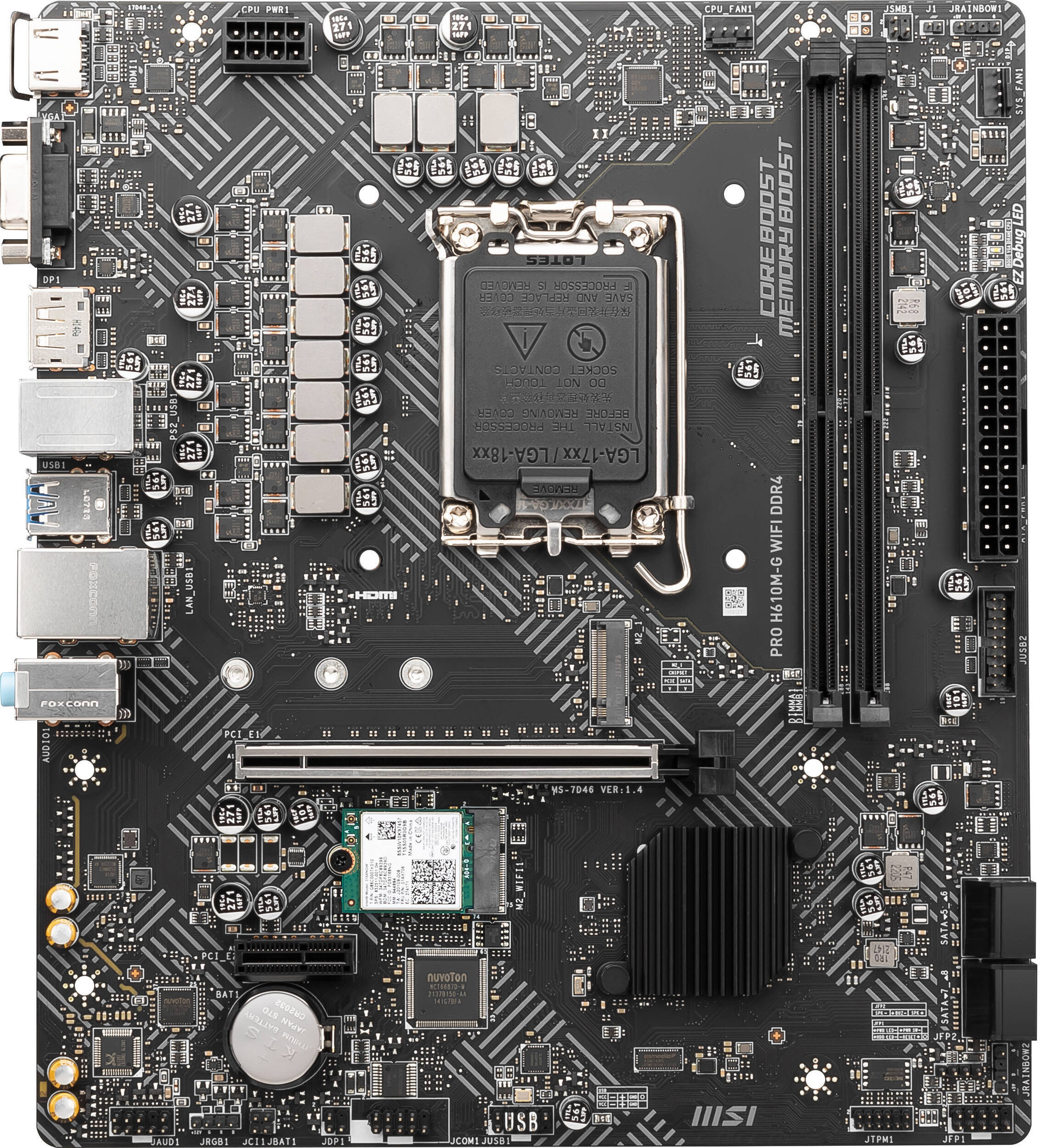 Carte Mère MSI PRO H610M-G WIFI DDR4 (911-7D46-222) – Image 2