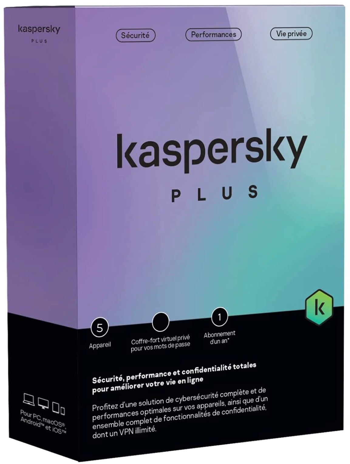 Kaspersky Plus (équivalent à Internet Security) - 5 Postes / 1 an (KL10428BEFS-FFPMAG)