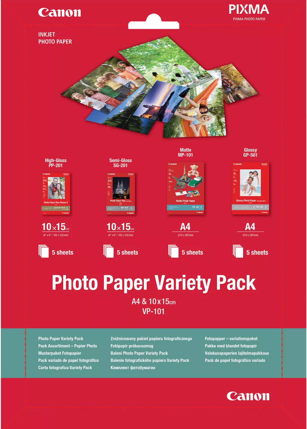 Papier photo Canon VP-101 Lot de 4x6” et 20 feuilles (0775B079AA)