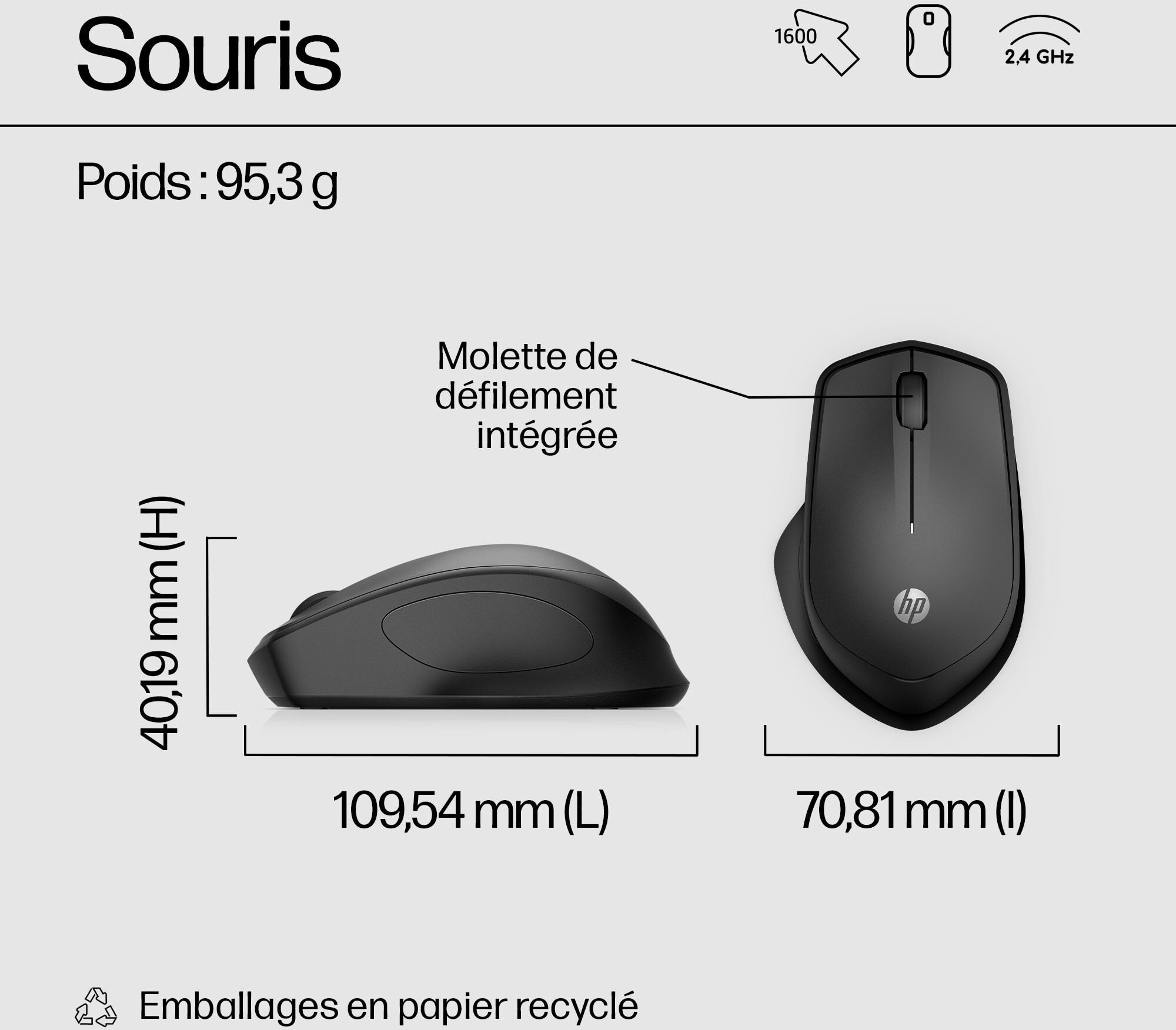 Souris sans fil silencieuse HP 280 (19U64AA) – Image 10