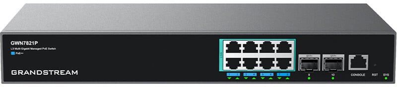 Switch Administrable Niveau 3 Grandstream GWN7821P - 8 Ports PoE Gigabit / 2 Ports SFP+