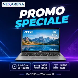 MSI Modern 14 — Intel Core i5-1334U, 16 Go RAM, SSD 512 Go, 14" FHD